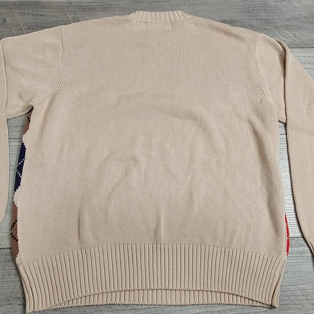 Vintage Evisu‎ Sweater Men's 40/M Heavyweight Cotton-Blend Intarsia Argyle Japan